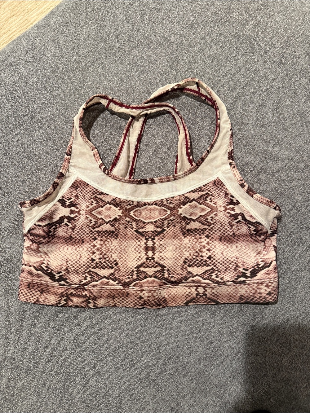 Varley Pink Snake Print Sports Bra